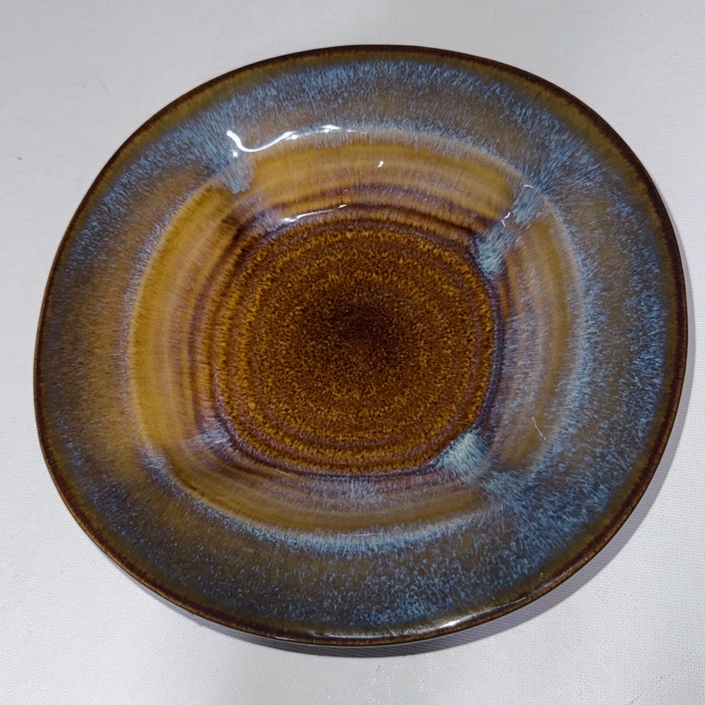 Bill Campbell pottery swirl square base bowl 8.5” diameter